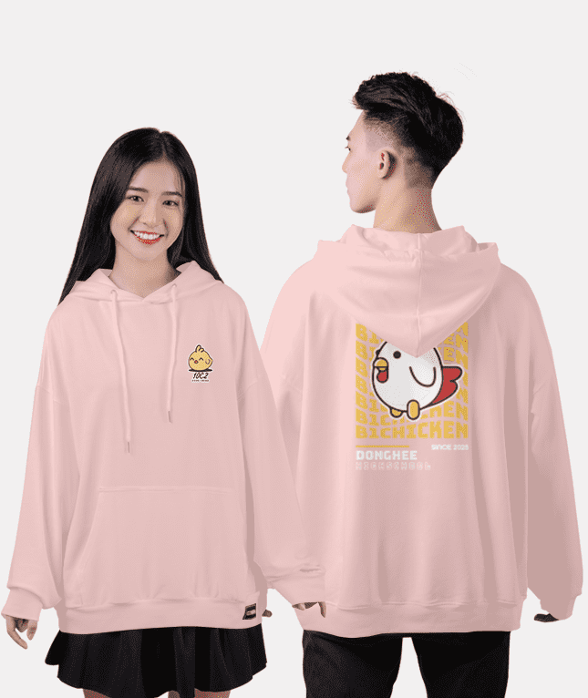 488. Áo lớp Hoodie oversize BST Chicken cam đào