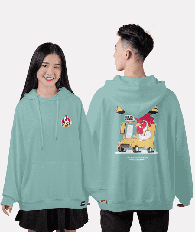 489. Áo lớp Hoodie oversize BST Chicken xanh bạc hà