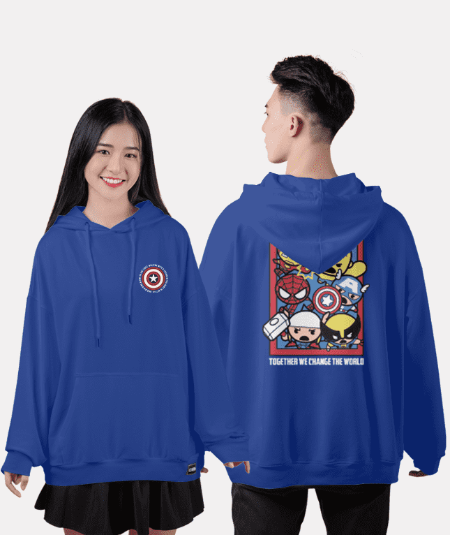 490. Áo lớp Hoodie oversize BST Avenger xanh sapphire