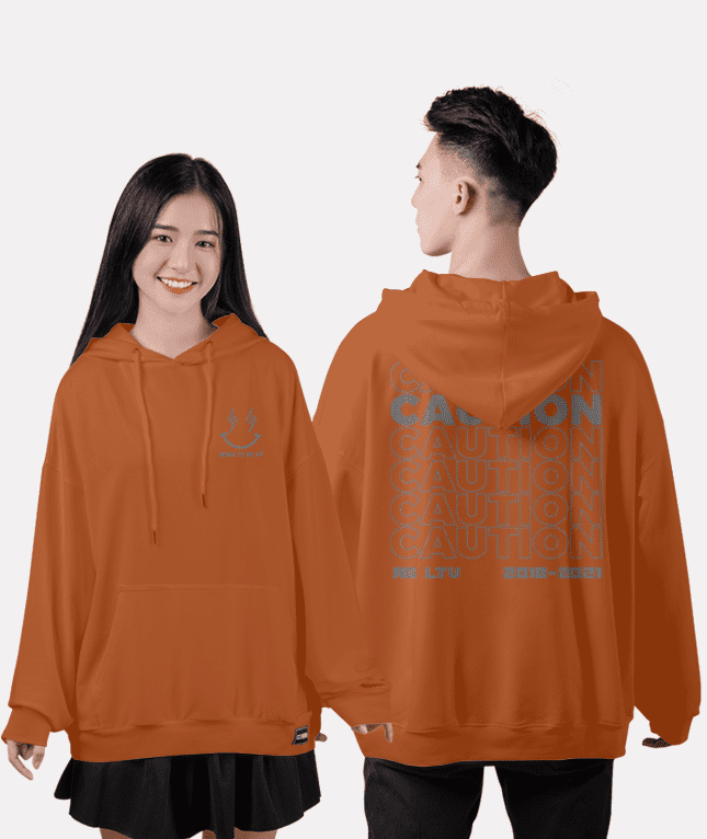 491. Áo lớp Hoodie oversize BST phản quang thường cam đất