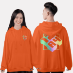 494. Áo lớp Hoodie oversize BST phản quang 7 màu cam ngói