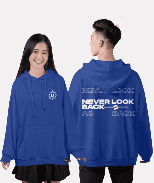 497. Áo lớp Hoodie oversize BST Typo xanh sapphire