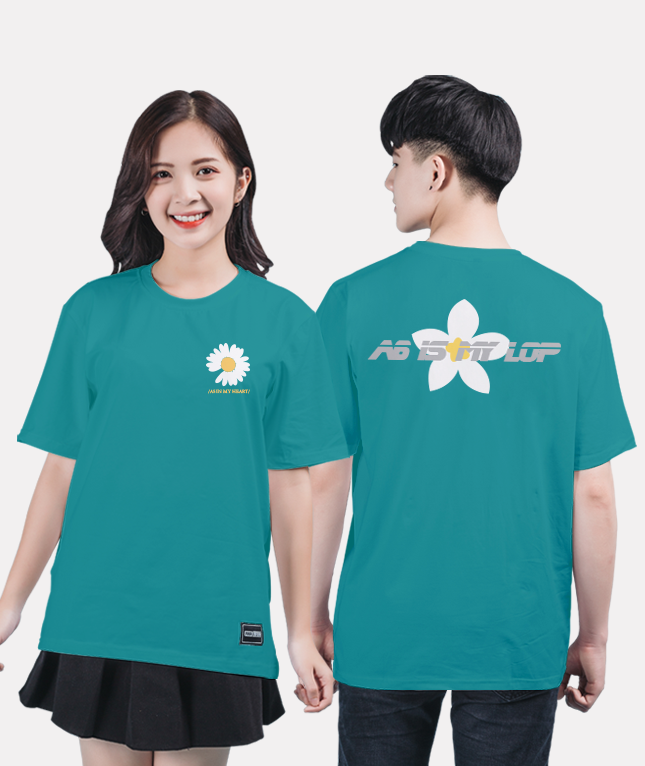 560. Áo lớp T-shirt Basic BST Flowers Xanh nhiệt đới