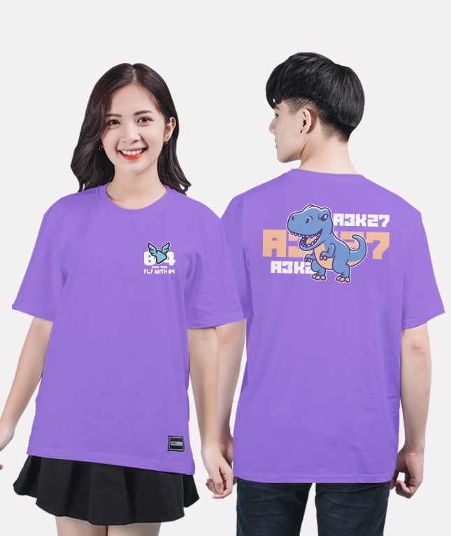 561. Áo lớp T-shirt Basic BST đáng yêu Chibi Tím oải hương