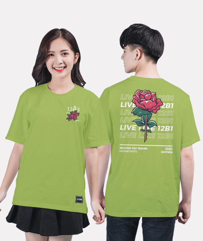 564. Áo lớp T-shirt Basic BST Flowers Xanh cốm