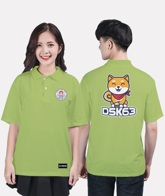 567. Áo lớp Polo Basic BST The Dog Xanh cốm