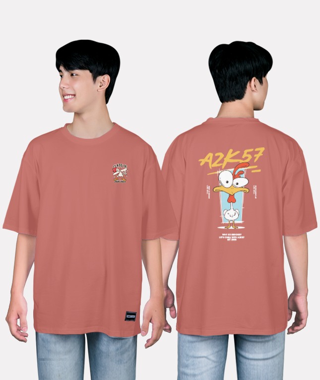 573. Áo lớp T-shirt oversize BST Chicken Hồng gạch