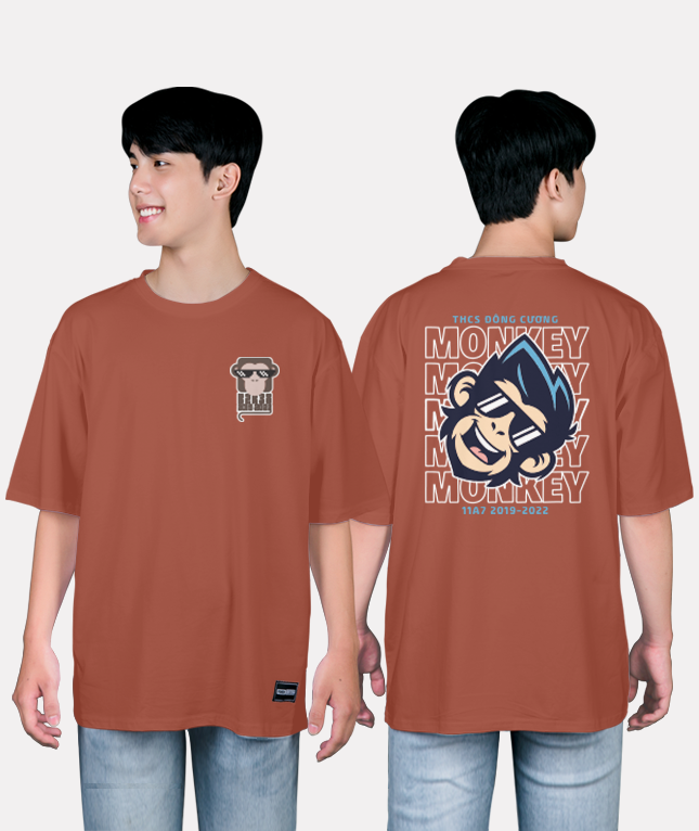 578. Áo lớp T-shirt oversize BST Monkey Đỏ cam