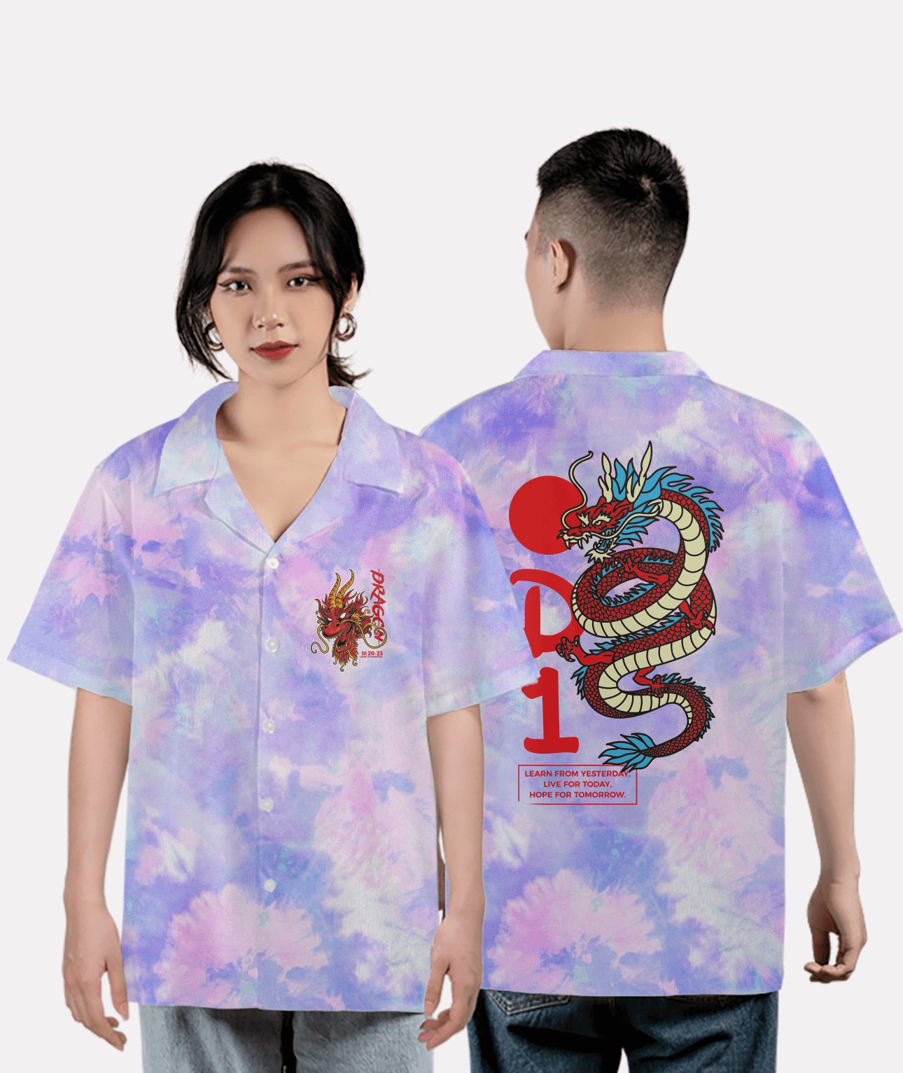 593. Áo lớp Sơ mi Tiedye BST The Dragon D1 Hồng loang