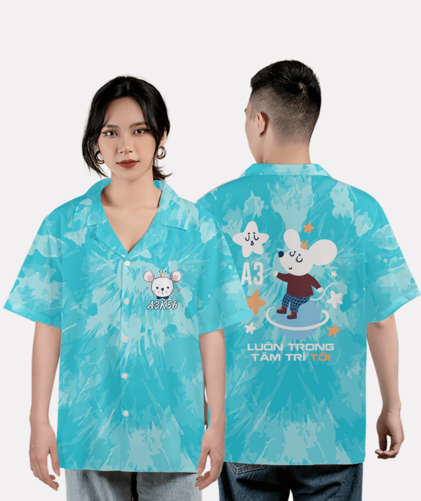 594. Áo lớp Sơ mi Tiedye BST The Mouse A3 Xanh loang