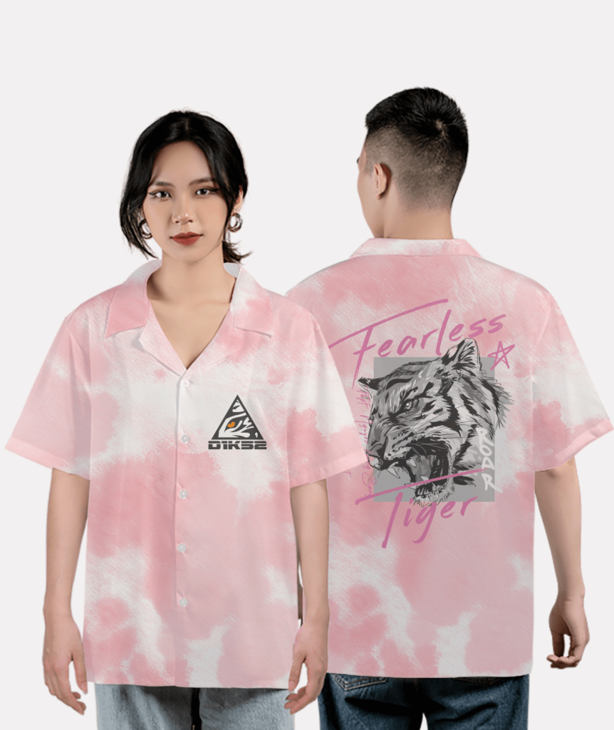 597. Áo lớp Sơ mi Tiedye BST The Tiger D1 Hồng loang