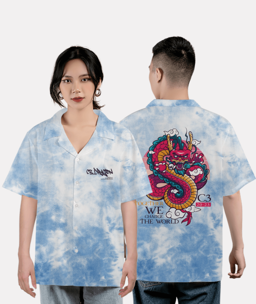 601. Áo lớp Sơ mi Tiedye BST The Dragon Xanh loang