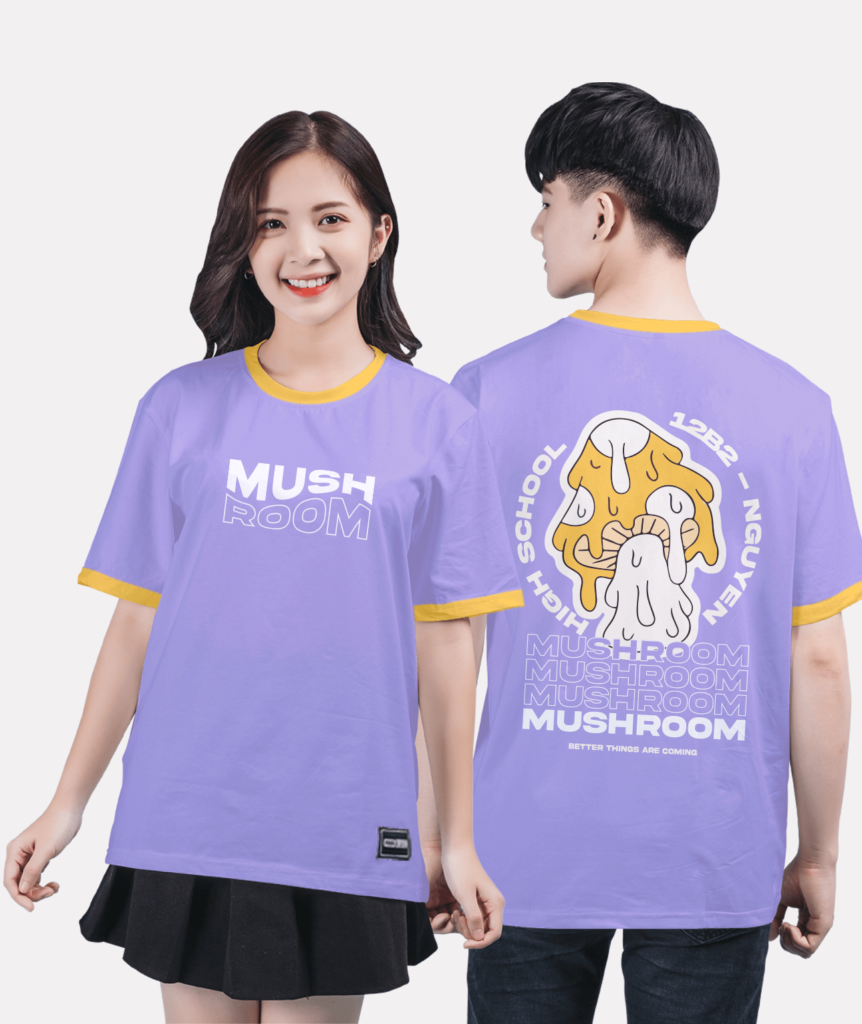 604. Áo lớp Ringer tee BST Mushroom Màu tím oải hương