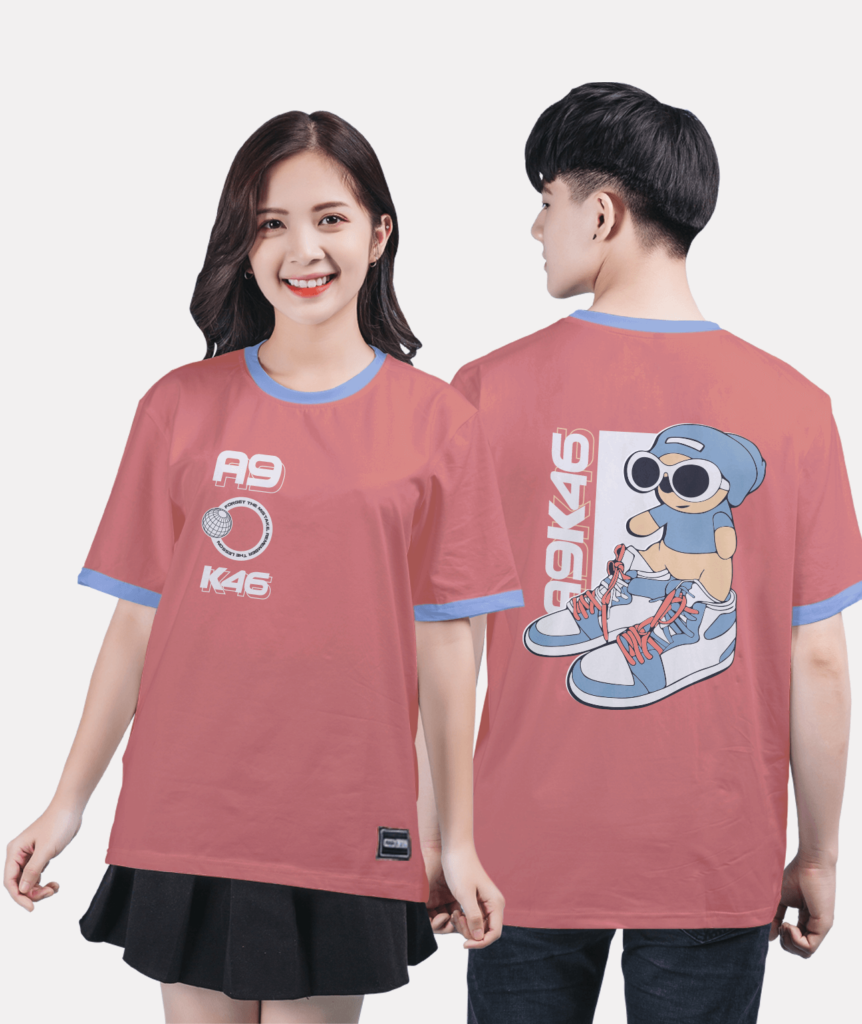 608. Áo lớp Ringer tee BST Sneaker Màu Hồng gạch