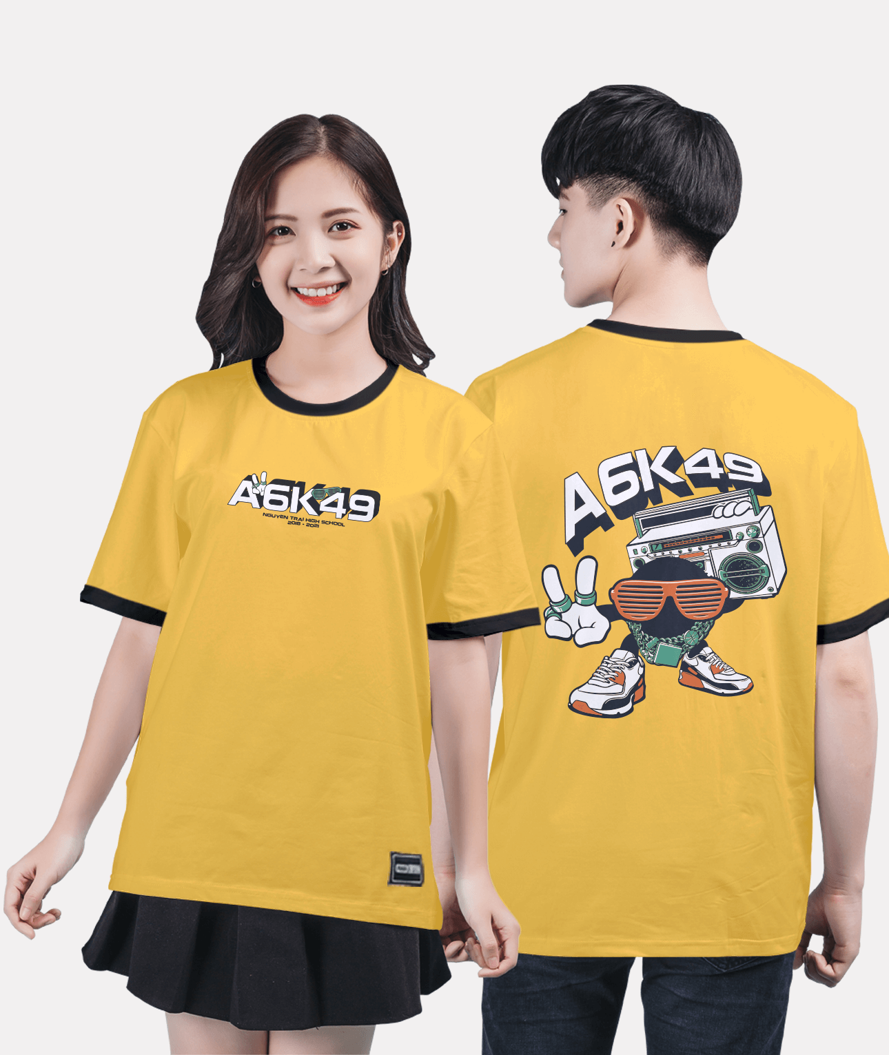 609. Áo lớp Ringer tee BST Sneaker Màu vàng mù tạt