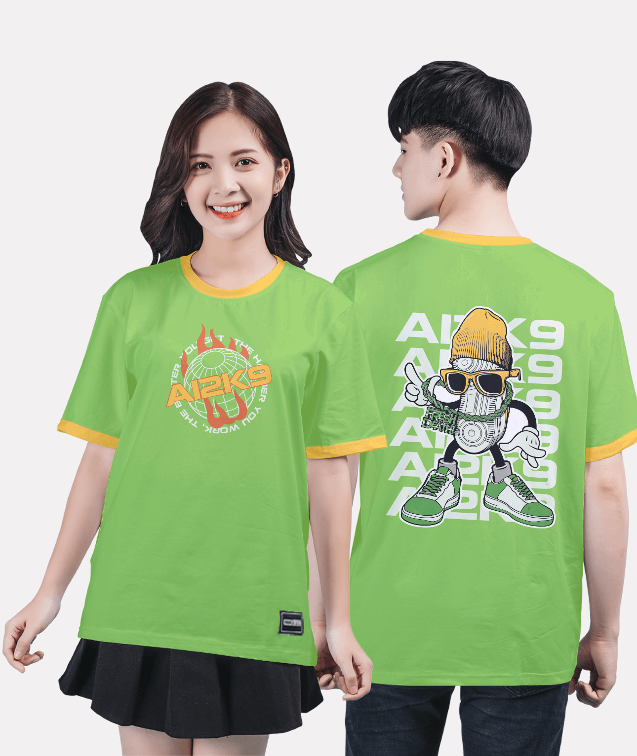 610. Áo lớp Ringer tee BST Sneaker Màu Xanh ô-liu