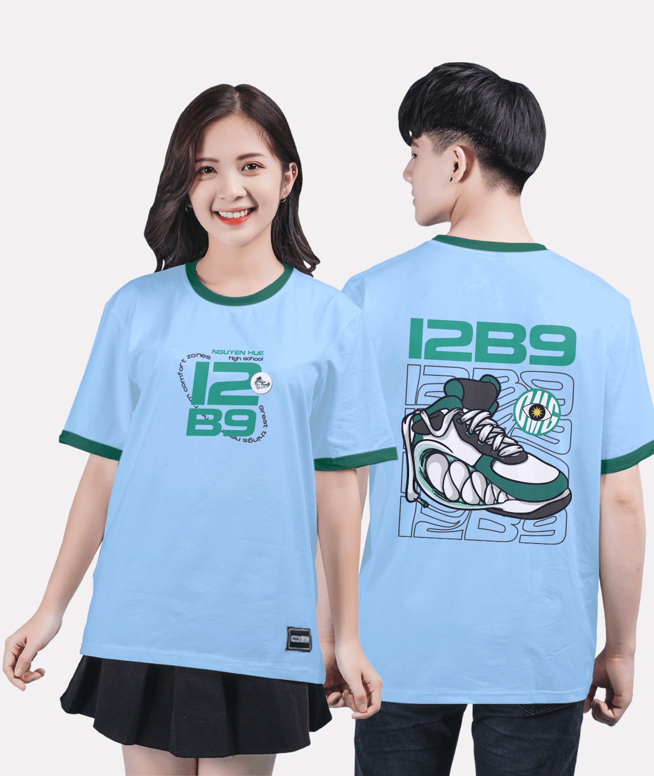 611. Áo lớp Ringer tee BST Sneaker Màu xanh hoà bình