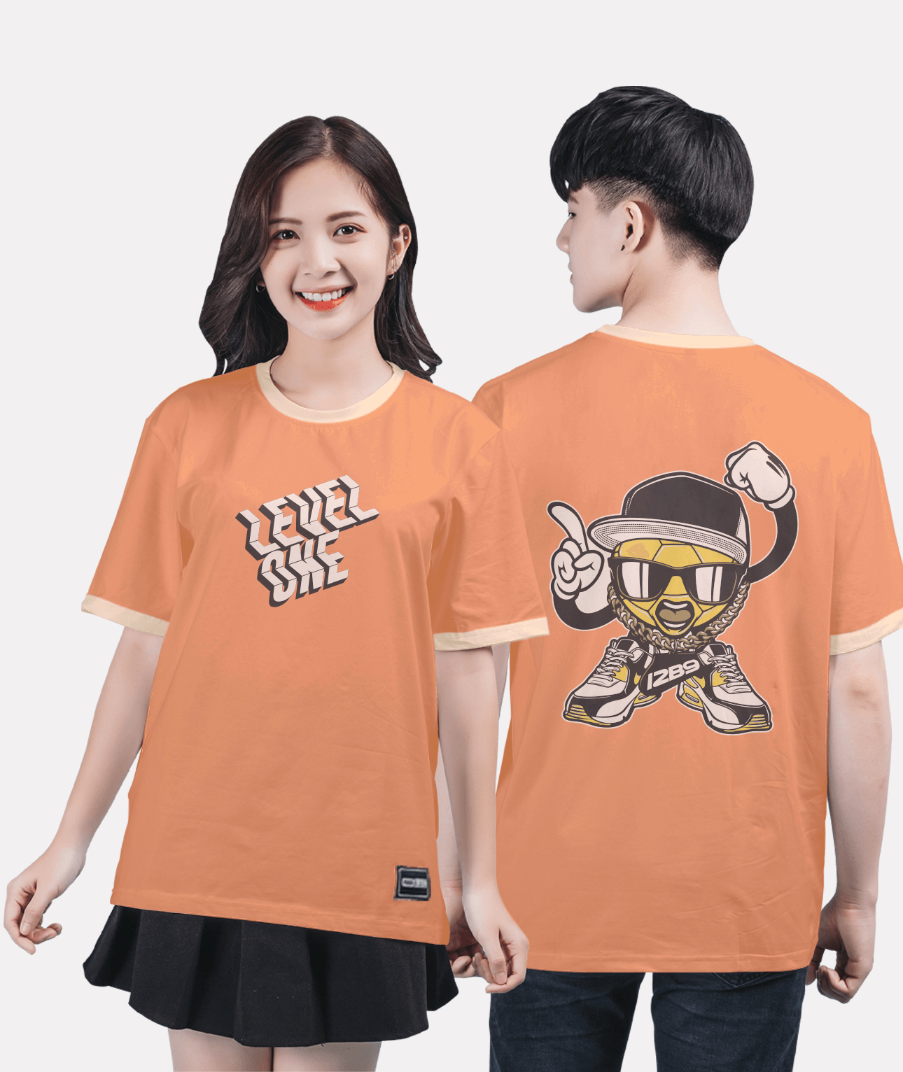 612. Áo lớp Ringer tee BST Sneaker Màu Cam carrot