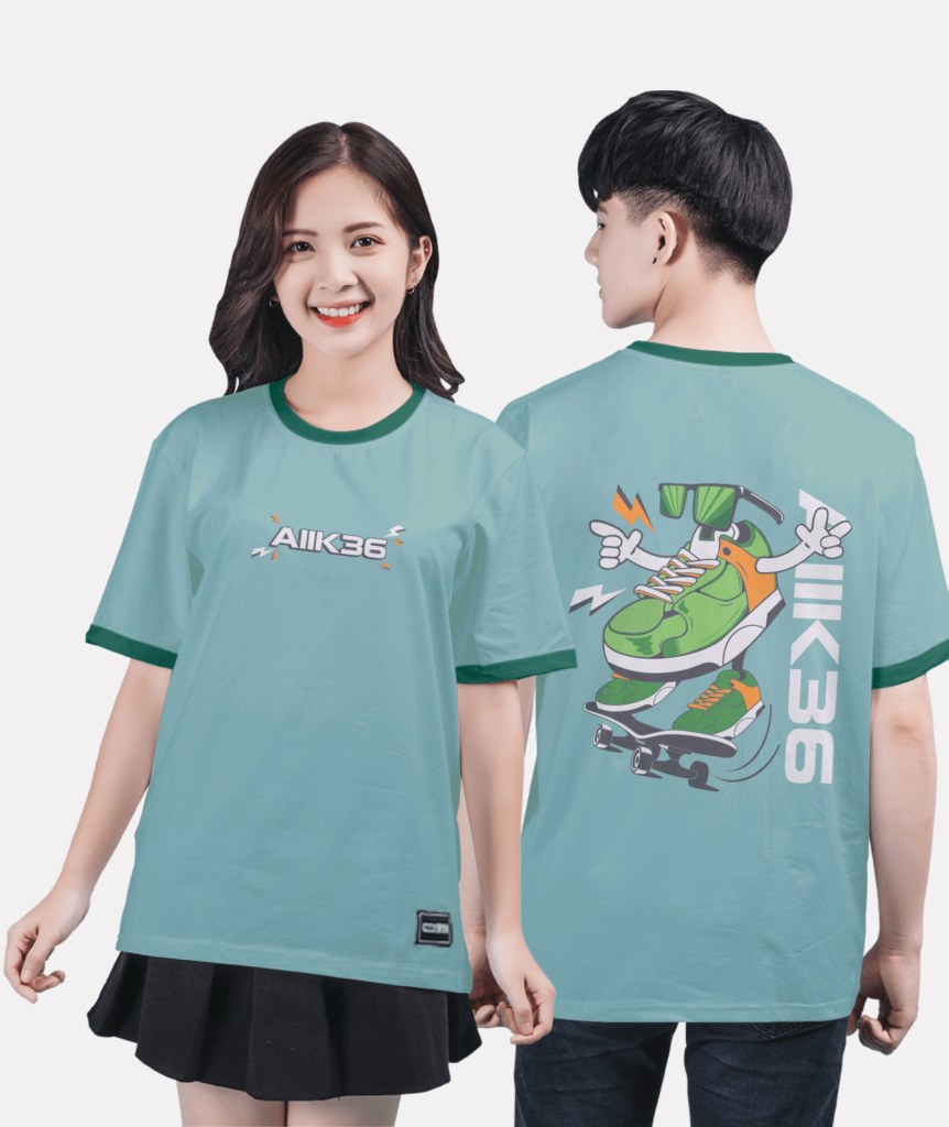 614. Áo lớp Ringer tee BST Sneaker Màu xanh bạc hà