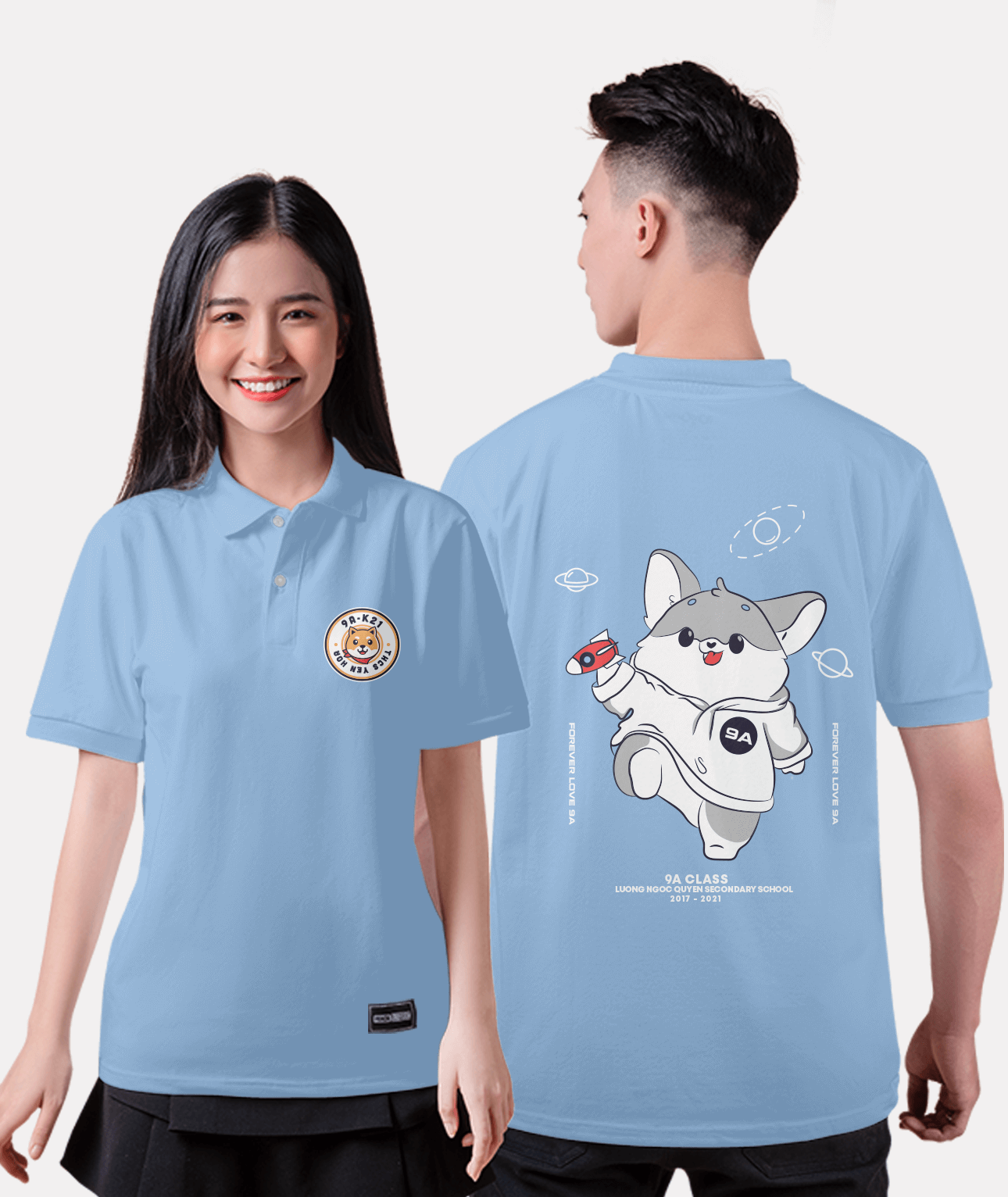 663. Áo lớp Polo Basic BST The Dog Màu Xanh biển