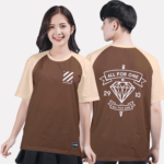 75. Áo lớp T-shirt raglan BST Đơn giản Nâu cà - Be