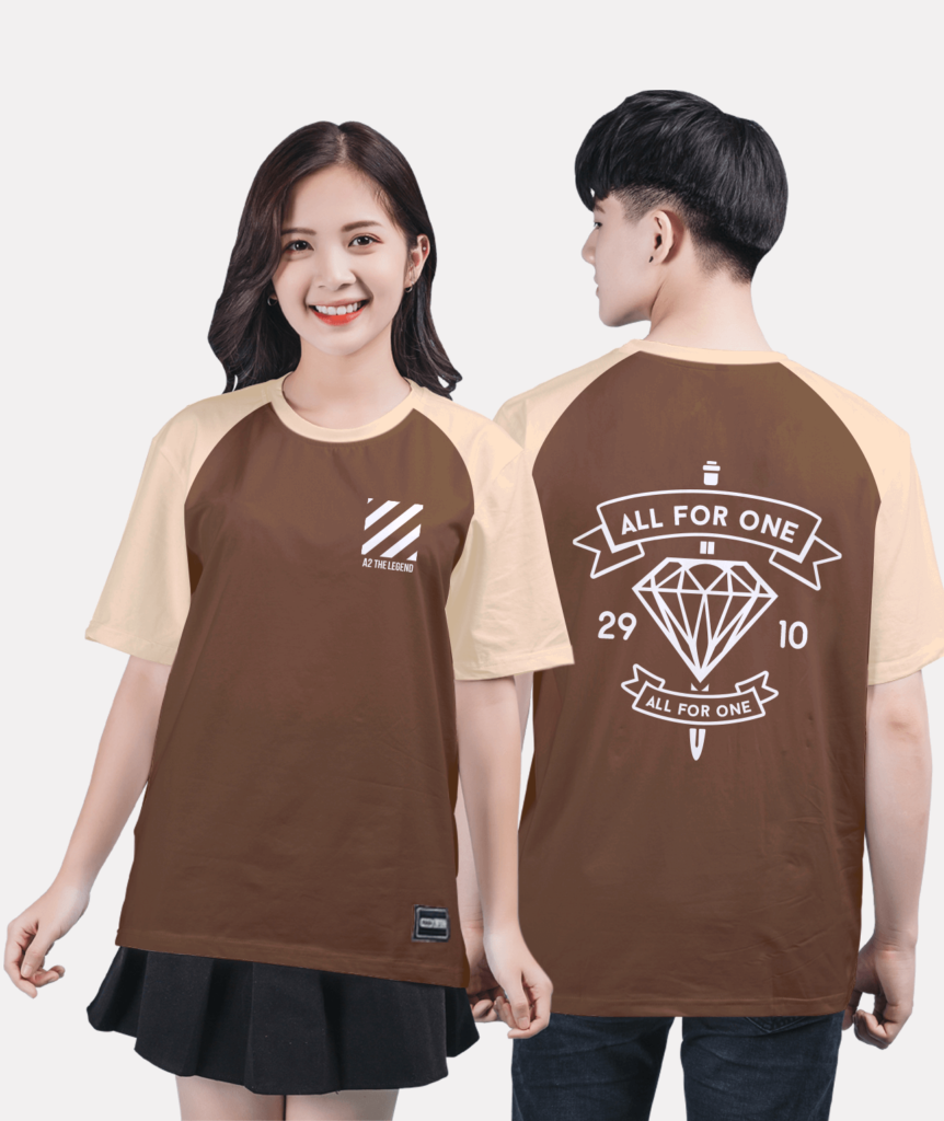 75. Áo lớp T-shirt raglan BST Đơn giản Nâu cà - Be