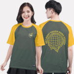 78. Áo lớp T-shirt raglan BST Global Rêu đậm - vàng mù tạt