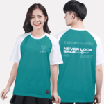 79. Áo lớp T-shirt raglan BST Đơn giản Xanh cẩm - Trắng