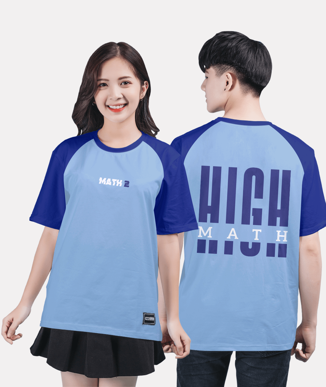 80. Áo lớp T-shirt raglan BST Chuyên Toán Xanh hòa bình - xanh sapphire