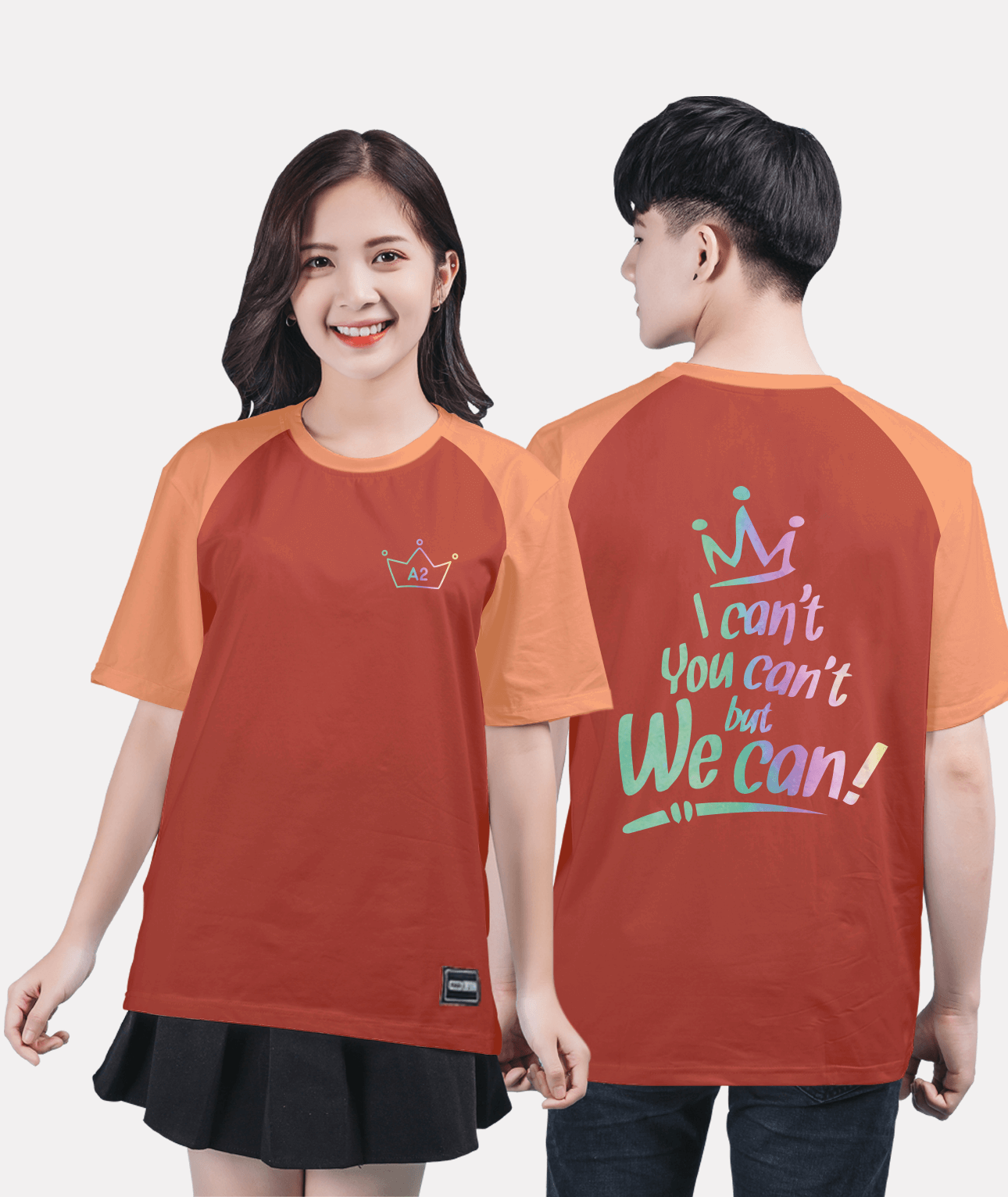 84. Áo lớp T-shirt raglan BST phản quang 7 màu Đỏ cam - Cam carrot