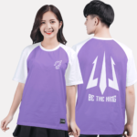 86. Áo lớp T-shirt raglan BST dạ quang Tím oải hương - Trắng