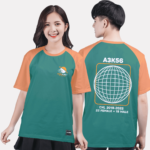 89. Áo lớp T-shirt raglan BST Global Xanh nhiệt đới - Cam carrot