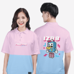 680. Áo lớp Polo mix màu BST Game Xanh hòa bình - Hồng phấn