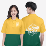 681. Áo lớp Polo mix màu BST Typo Vàng mù tạt - Xanh cổ vịt