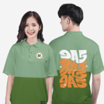 685. Áo lớp Polo mix màu BST Happy Xanh vỏ đậu - Xanh rêu