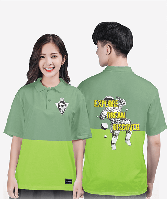 688. Áo lớp Polo mix màu BST ASTRONAUT Xanh vỏ đậu - Xanh ô liu