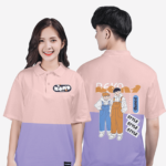 693. Áo lớp Polo mix màu BST Style Cam đào -Tím oải hương