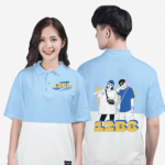 694. Áo lớp Polo mix màu BST Style Xanh hòa bình -Trắng