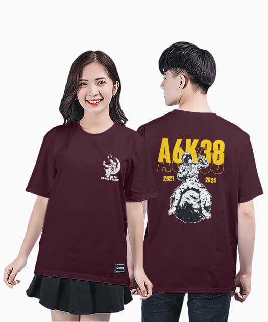 750. Áo lớp T-shirt Basic BST phi hành gia Màu nho