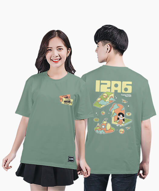 751. Áo lớp T-shirt Basic BST Characters Màu Xanh mint