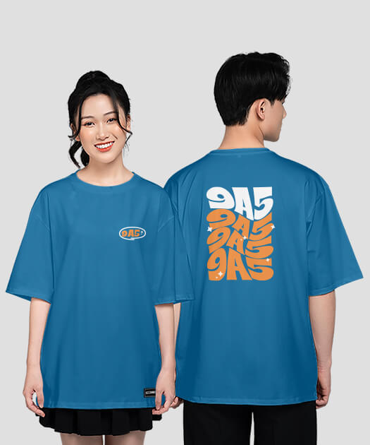 757. Áo lớp T-shirt oversize BST Happy Màu Xanh ya