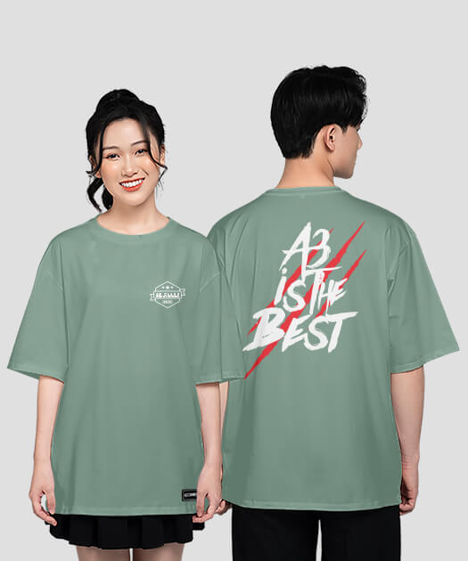 760. Áo lớp T-shirt oversize Logo A3 Màu Xanh mint