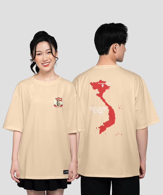 763. Áo lớp T-shirt oversize BST Chuyên Sử Địa Màu Be