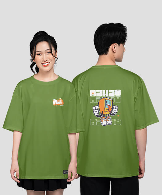 764. Áo lớp T-shirt oversize BST Game Màu Xanh olive