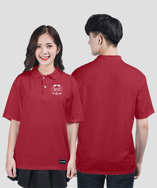 771. Áo lớp Polo Basic Logo A12 Màu Đỏ đô