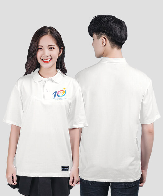 781. Áo đồng phục Polo Basic Họp lớp 10 năm Màu Trắng gạo