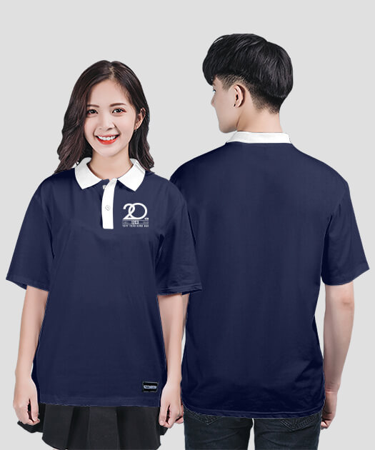 784. Áo đồng phục Polo Basic Họp lớp 20 năm Màu Xanh tím than