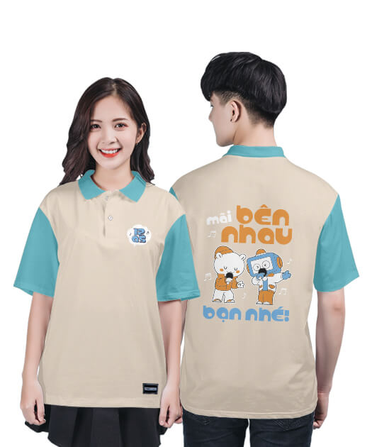 800. Áo lớp Polo Lacoste Panu BST Friends Màu Kem - Xanh thiên thanh