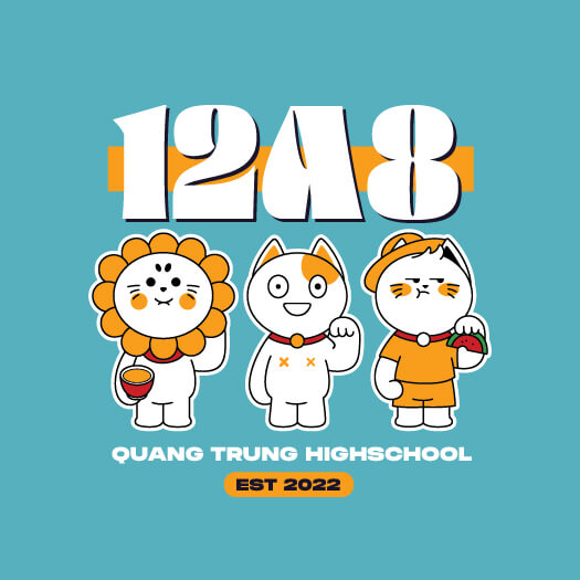 816. Logo mặt sau áo lớp 12A8 BST Characters - Panda Uniform