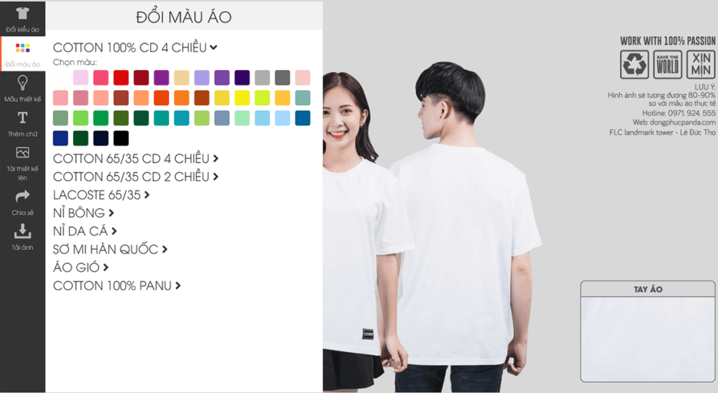 Trang web thiết kế áo lớp online của Panda Uniform luôn được cập nhật các mã màu mới nhất